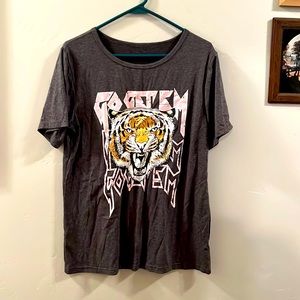 Women’s Short Sleeved T-shirt, Tiger, Gray, Orange, Black, Pink, “Go Gat Em”